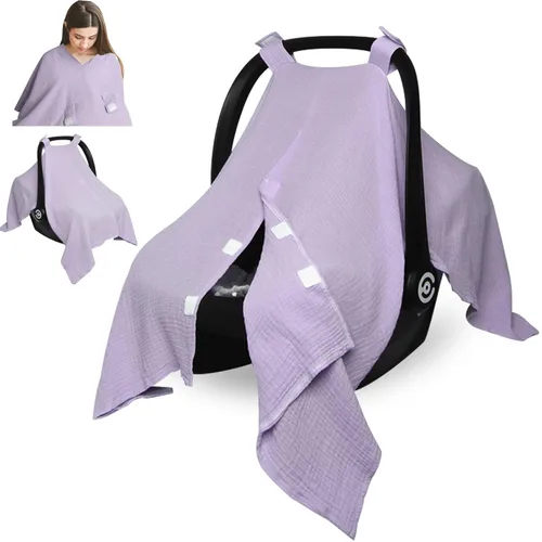 Vista 9 de Peekaboo - Funda de asiento de automóvil para bebé, cubierta de asiento de automóvil de muselina para bebé, unisex, grande, ajuste universal