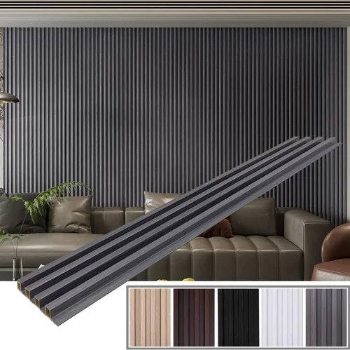 Vista 8 de YLL YLL Paquete de 6 Paneles de Pared de Listones con 2 Molduras Paneles de Pared de Listones con Grano de Madera 96" x 6.2" Listones WPC Paneles