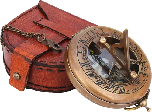 Reloj de sol de latón – Brújula abierta – Accesorio Steampunk – Regalo único para hombres – Hermoso hecho a mano – Reloj de sol – Reloj de sol –