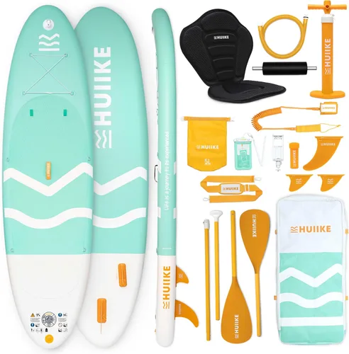 Vista 14 de HUIIKE Tabla de Paddle Inflable para Adultos con Accesorios Incluidos, Remo, Aletas, Bomba. Tabla de Stand Up Paddle de Gran Estabilidad