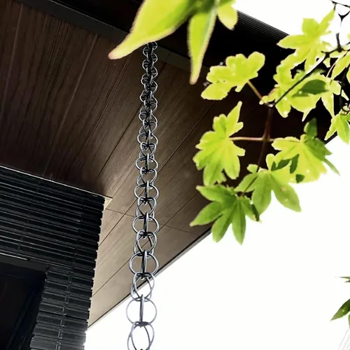 Vista 3 de Rain Chain Rain Chain Link Chain Reducer, Rainwater Chain Replacement Downspout for Gutters, Functional and Decorative Ring Rainwater Link Style1