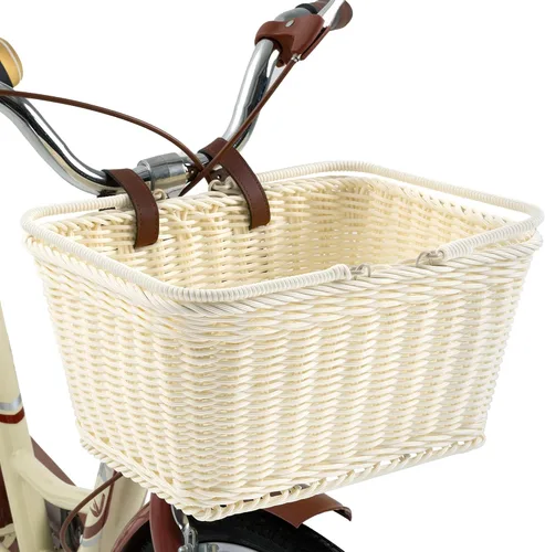Vista 8 de GRANNY SAYS Cesta de bicicleta, cesta de mimbre para bicicleta, cesta de bicicleta tejida a mano, cesta de mimbre desmontable para manillar delantero