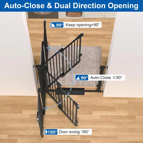 Vista 4 de Puerta de bebé de 29 a 40 pulgadas para puertas y cochecitos, puerta de perro de cierre automático para interiores para escaleras, puerta de bebé