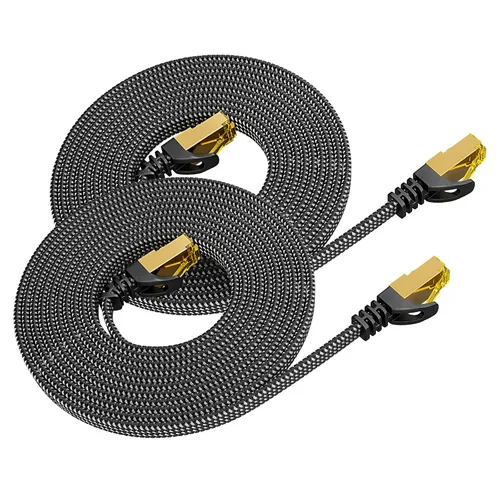 Vista 9 de ARISKEEN Cable Ethernet Cat 8 de 1 pie, paquete de 2 unidades, cable de conexión de red LAN Cat8 de alta velocidad, cable de Internet plano RJ45