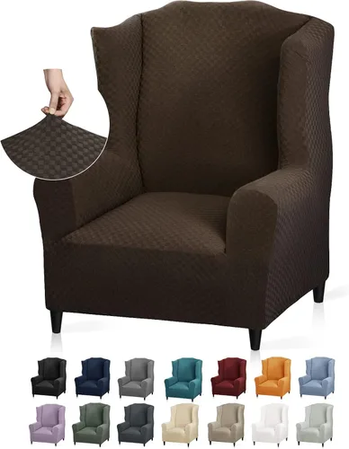 Vista 26 de YEMYHOM Funda elástica para silla con respaldo de 1 pieza con diseño jacquard más reciente, funda para silla con respaldo antideslizante, protector
