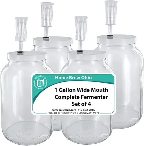 Vista 2 de Home Brew Ohio Fermentador completo de boca ancha de vidrio de un galón de 4