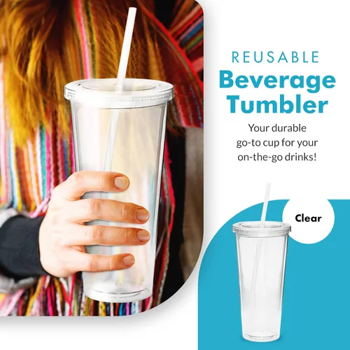Vista 2 de Vaso portátil de doble capa Eco To Go,20 oz. de capacidad, Transparente