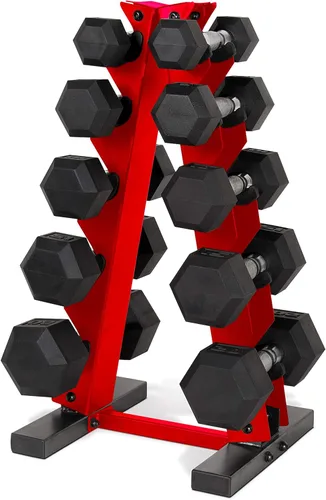 Vista 24 de CAP Barbell Juego de mancuernas hexagonales recubiertas de 150 libras con estante vertical Múltiples opciones