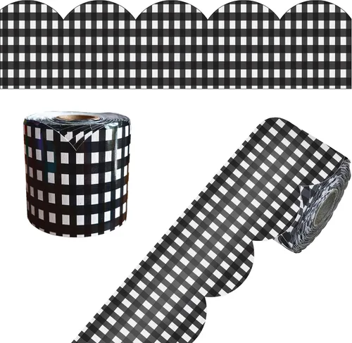 Vista 19 de Carson Dellosa Farmhouse 65 pies de bordes para tablón de anuncios de grano de madera blanca, 1 rollo de ribete rústico para pizarra enrollable