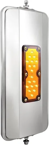 Vista 3 de United Pacific 86501B - Espejo de acero inoxidable con 18 luces LED de 7 x 16 pulgadas, grado 304, ajuste universal, LED de 12 V, pernos de 5/16