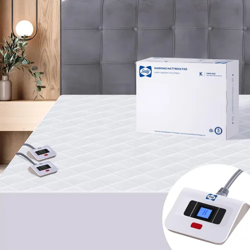 Vista 16 de Sealy - Funda térmica para colchón tamaño individual 39x75 pulgadas Funda eléctrica acolchada de lujo impermeable con controlador de 10 ajustes