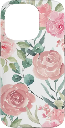 Vista 17 de iPhone 16 Pastel Pink Flower Print - Watercolor Floral Petals Blossom Case