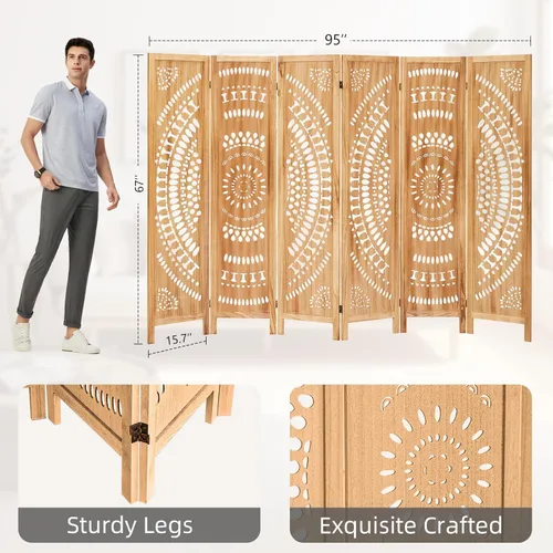 Vista 28 de Panel divisor de habitación de 4 paneles, pared divisora de habitación de 5.6 pies de alto y pantalla de privacidad plegable, panel divisor de pared