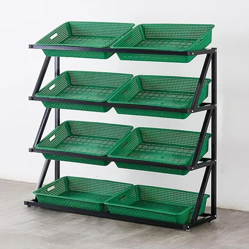Vista 11 de Shelves 4/5 Tier Commercial Supermarket Fruit Rack Vegetable Shelf, Retail Display Rack, Large Capacity Snack Storage Basket for Pantry/Retail