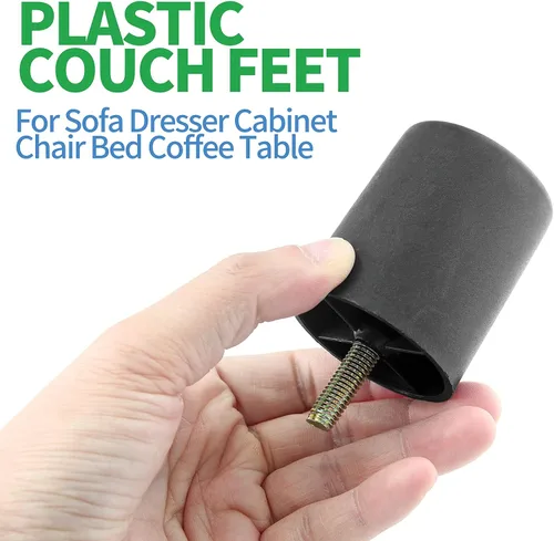 Vista 6 de 4 patas de sofá de 2.5 pulgadas, patas cónicas para muebles, patas de sofá de plástico con pernos de suspensión M8 para sofá, tocador, armario