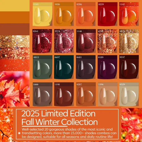 Vista 2 de modelones Kit de esmalte de uñas en gel de 20 colores, conjunto de esmalte en gel de otoño e invierno que se remueve con remojo, kit de esmalte
