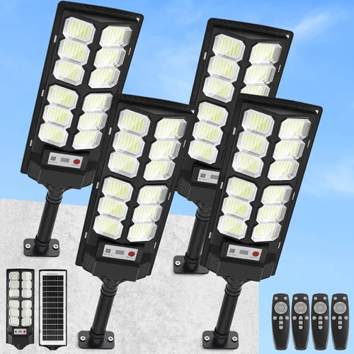Vista 9 de 2 Pack Solar Street Lights Outdoor Waterproof 6500K 13000LM LED Solar Flood Lights Dusk to Dawn Parking Lot Light with Motion Sensor and Remote