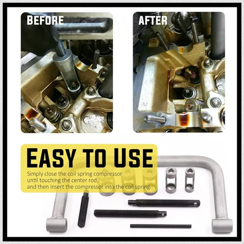 Vista 6 de Compresor de resorte de válvula, kit surtido de herramientas de abrazadera en C de compresión automática y juego de herramientas de rectificado