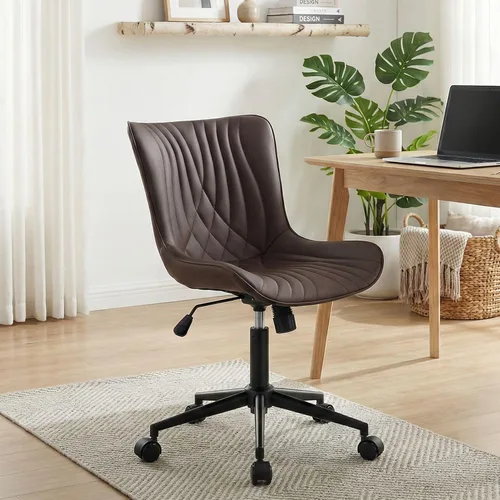 Vista 11 de YOUNIKE Silla de Oficina, Silla de Escritorio sin Brazos con Ruedas, Sillas de Tareas de Computadora para Oficina en Casa, Silla de Tocador
