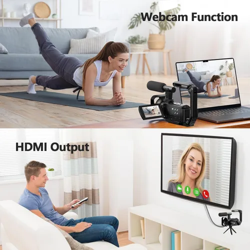 Vista 4 de Cámara de video videocámara 5K 56MP Vlogging Cámara para YouTube con pantalla táctil abatible de 3 pulgadas 270°, visión nocturna, WiFi, cámara web