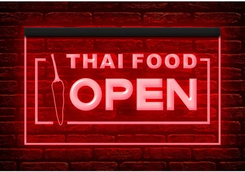 Vista 12 de 110228 Thai Food Open Thailand Restaurant Cafe Bar Display LED Light Neon Sign (16 Colors By Remote, 12" X 8")