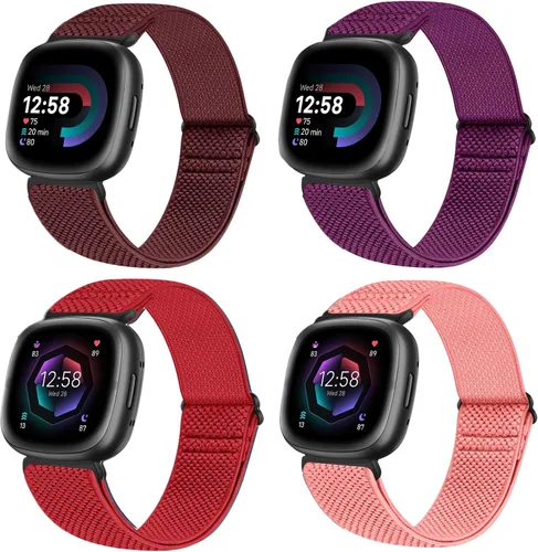 Vista 9 de Vodtian Paquete de 4 correas elásticas de reloj compatibles con Fitbit Versa 4/Versa 3/Sense 2/Sense, correas deportivas de repuesto elásticas