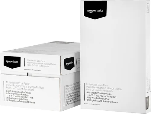 Vista 10 de Amazon Basics Papel multipropósito para impresora y copiadora, 20 lb, 8.5 x 11 pulgadas, 3 resmas (1,500 hojas), 92 brillante, blanco