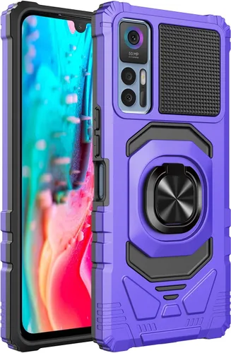 Vista 7 de Funda para TCL 30V 5G, TCL 30V 5G Funda de teléfono con protector de pantalla, soporte de anillo para montaje magnético de automóvil de grado Verde