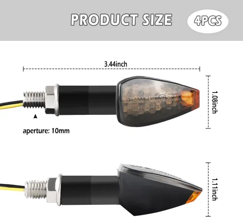 Vista 2 de 4 piezas de intermitentes para motocicleta, intermitentes delanteros y traseros de 14 LED con lámpara ámbar genial, luz de señal para motocicleta