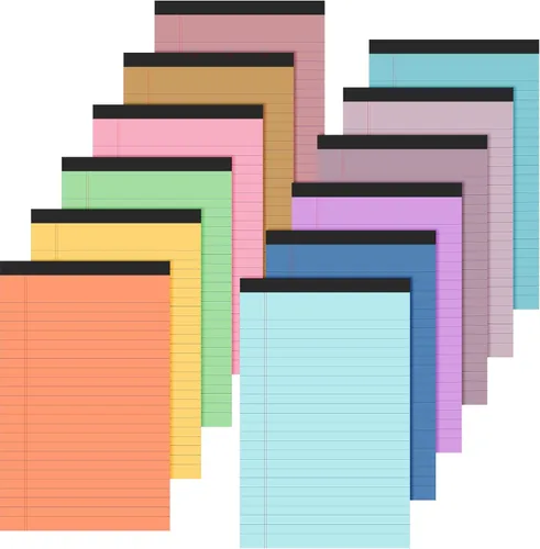Lincia 12 piezas 12 piezas 5" x 8" Blocs pequeños de notas legales con líneas de colores, blocs de notas con rayas estrechas de 50 hojas por bloc,