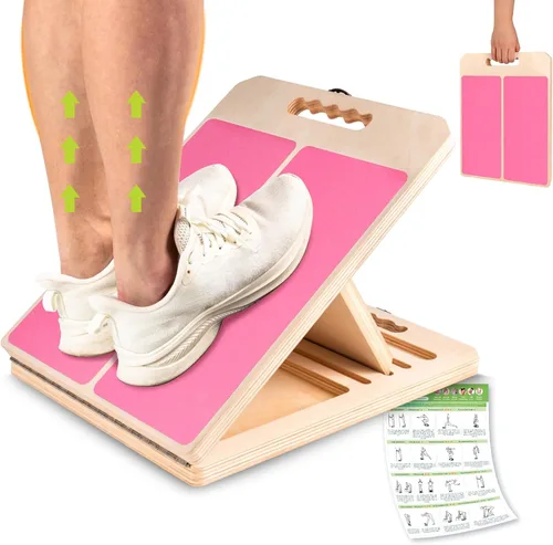 Vista 11 de Slant Board for Calf Stretching, Adjustable Portable Wooden Incline Board for Calf Stretcher with Training Poster, 300 Lbs Weight Capacity Calf