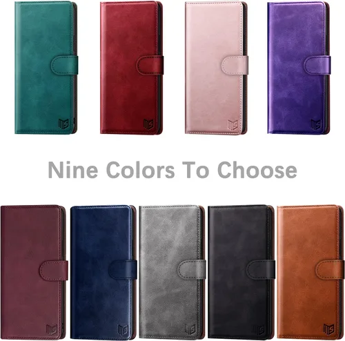 Vista 2 de SUANPOT Funda de piel tipo cartera para Samsung Galaxy A12 con bloqueo RFID, tarjetero para tarjetas de crédito, funda de teléfono con tapa a prueba