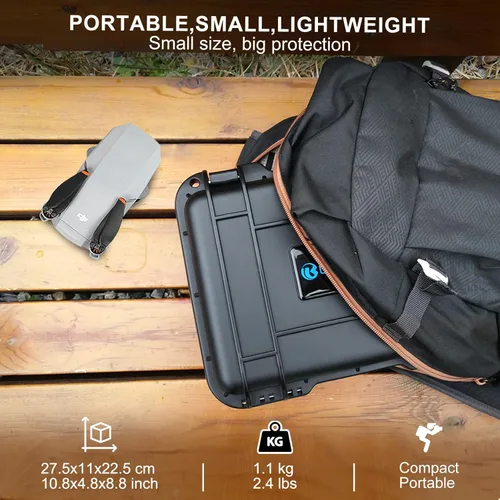 Vista 4 de Lekufee - Carcasa rígida compacta y portátil, resistente al agua, compatible con accesorios para Dron DJI Mini 2 y Mavic Mini 2.