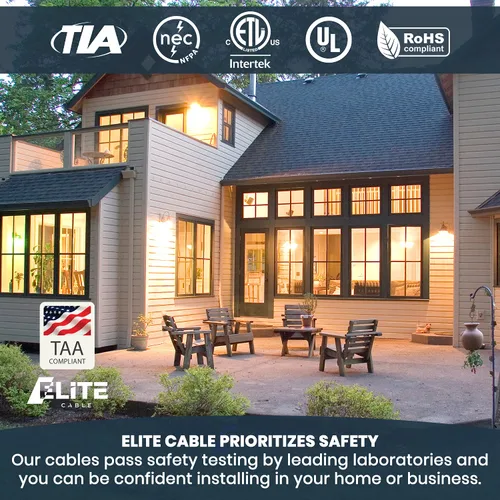 Vista 6 de Elite - Cable Cat8 de 250 pies, resistente a los rayos ultravioleta, 40 GB, 2000 MHz, CMR/Riser + UV/exterior, alta velocidad, cobre sólido puro
