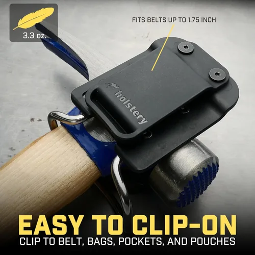 Vista 5 de Holstery HammerMaster Bucle Porta Martillo - Funda de Cinturón con Clip para Herramientas Sostiene Martillos, Hacha o Mazo