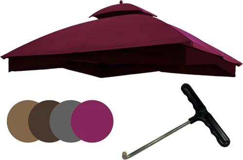 Vista 8 de EasyLee Cubierta de toldo para kiosco de parrilla de 8 x 5 pies, parte superior de repuesto impermeable con gancho en T, color borgoña