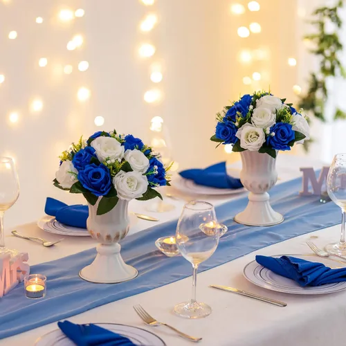 Vista 6 de Sziqiqi Flores artificiales azules para decoración, bolas de flores falsas para centros de mesa de boda, mesas, arreglo de centro de mesa de flores