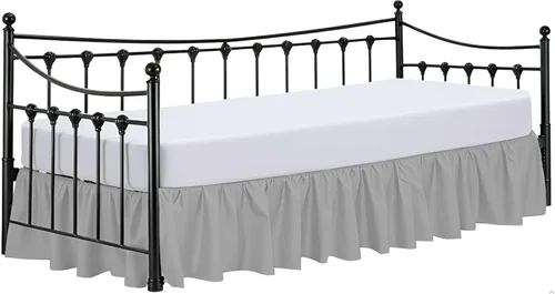 Vista 19 de Falda de cama plisada para sofá cama, falda de día individual color burdeos, caída de 12 pulgadas, 100% microfibra, falda de cama para sofá cama