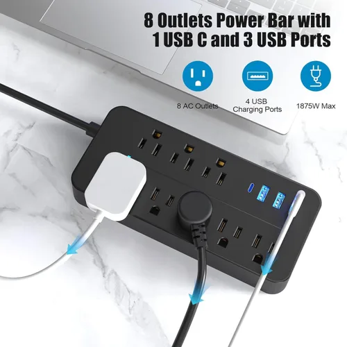 Vista 3 de Estación de carga USB: concentrador de estación de carga de 10 puertos, cargador de pared USB tiene tecnología de detección automática de carga