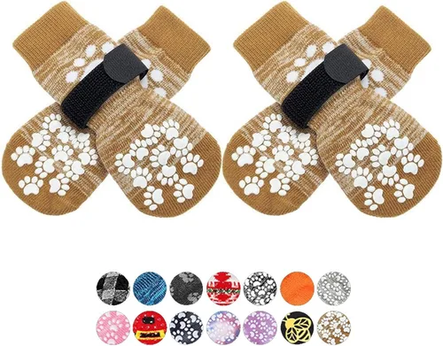 Vista 7 de EXPAWLORER - Calcetines antideslizantes para perros, evitan que se laman las patas, para pavimento caliente y pisos de madera, botines para perros