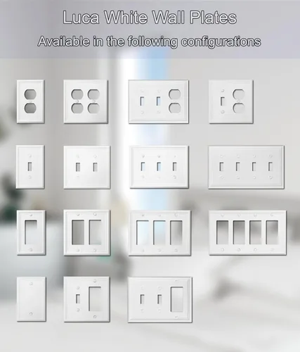 Vista 7 de OKAWYC Cubierta Individual de Interruptor de Luz en Blanco Luca Placa de Pared de Metal, Paquete de 4 Blanco 1 Gang, Cubierta de Interruptor de Luz