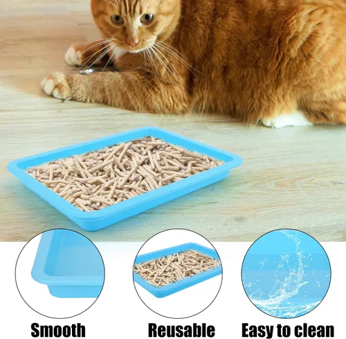 Vista 4 de TOYMIS 5 cajas de arena poco profundas para gatos, bandejas y sartenes de plástico para gatos de interior (5 colores)