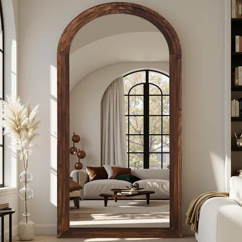 Vista 23 de Espejo de longitud completa, espejo de madera de 71 x 32 pulgadas, espejo de piso de madera con soporte, espejos de pie de gran tamaño, espejos