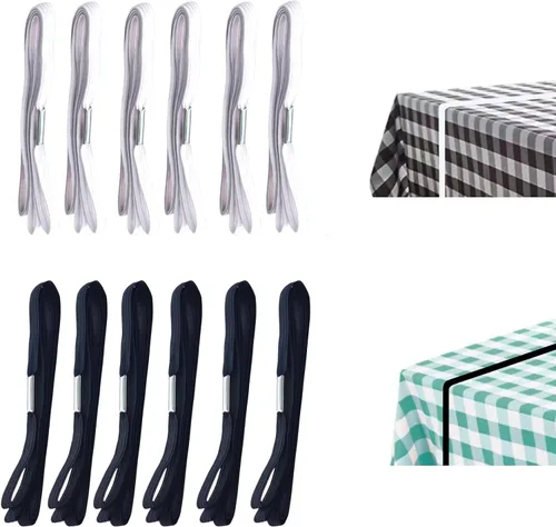 Vista 7 de Banda elástica para mantel de mesa con cuerda elástica para sujetar el mantel para picnic, campamento, mesas al aire libre, bodas, fiestas, etc.