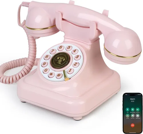 Vista 8 de Sangyn Teléfono retro Bluetooth con altavoz, teléfono fijo Bluetooth, teléfono doméstico Bluetooth con alimentación recargable USB, llamadas manos