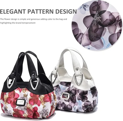 Vista 3 de NICOLE & DORIS Bolsos de moda para mujer, bolsos elegantes con asa superior para mujer, bolsos de hombro florales de cuero PU