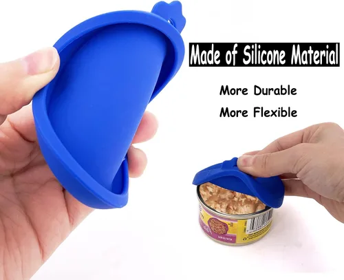Vista 3 de Comtim Paquete de 4 tapas para latas de comida para gatos, tapas de silicona para latas de comida para mascotas pequeñas de 3 onzas