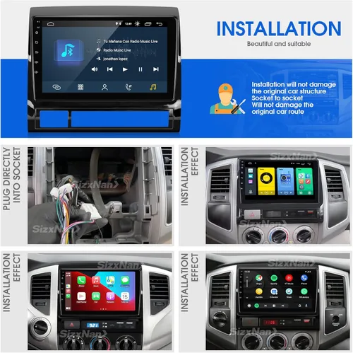 Vista 6 de SizxNanv Para Tacoma Android 10 Pantalla táctil compatible con Carplay Android Auto, radio de coche estéreo Bluetooth navegación reproductor