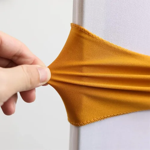 Vista 3 de Bandas elásticas de elastano para silla, 30 unidades, lazos con hebilla deslizante, decoración de bodas, fiestas, recepciones, banquetes (dorado)