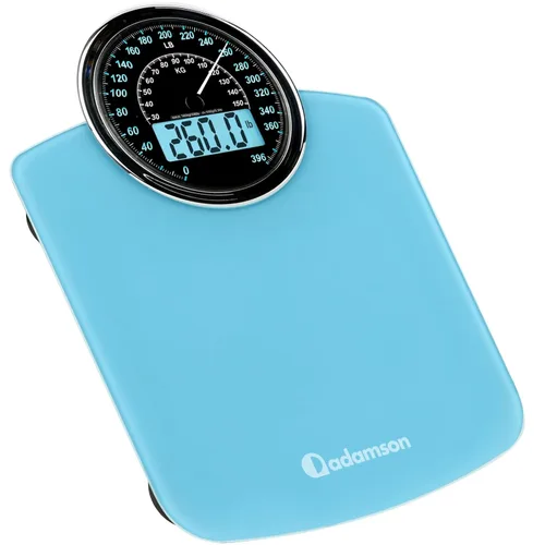 Vista 10 de Adamson Báscula de pesaje analógica y digital híbrida 2 en 1 para peso corporal de hasta 400 libras, vidrio templado grueso, pantalla extragrande